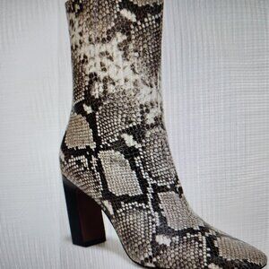 Franco Sarto "Briar" Grey Leather Heeled Boots. NIB. Size 10